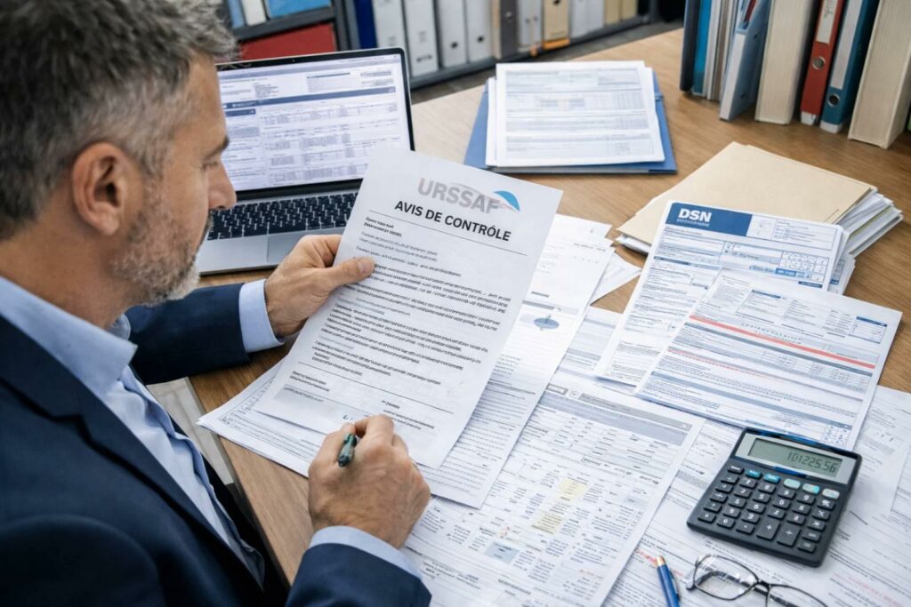 Contrôle URSSAF en pharmacie d'officine avec vérification des bulletins de paie et des documents sociaux