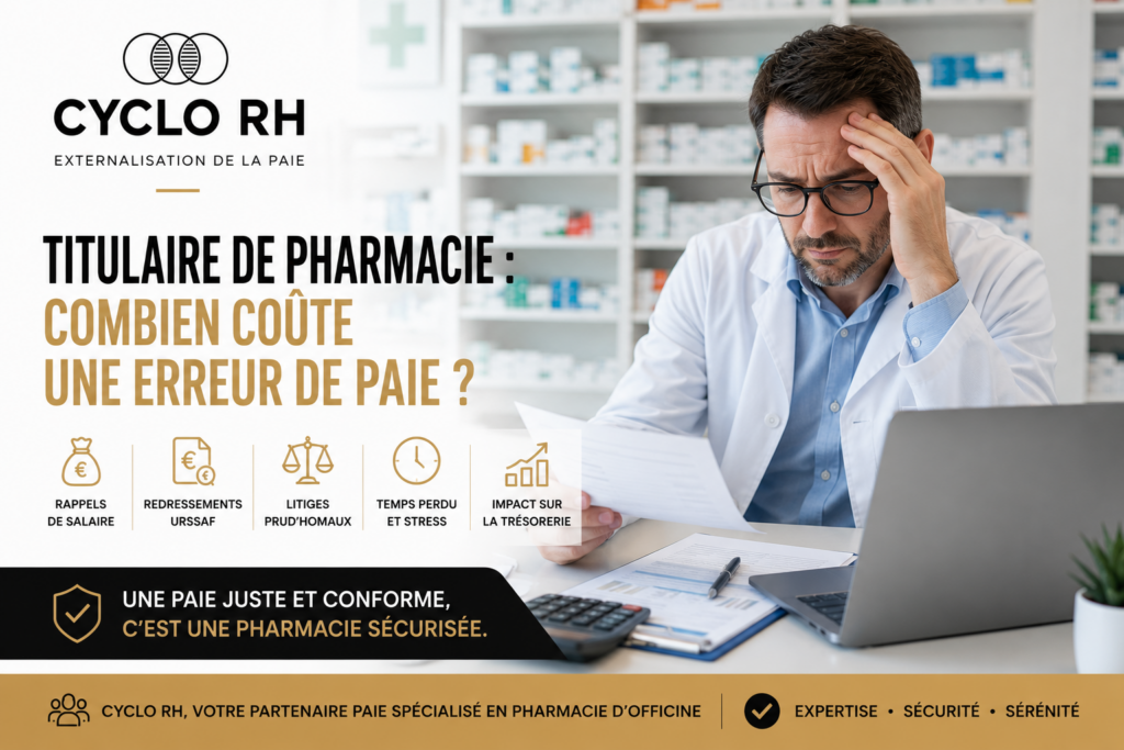 Erreur de paie en pharmacie d'officine : calcul du coût financier et contrôle des bulletins de salaire par un gestionnaire de paie spécialisé