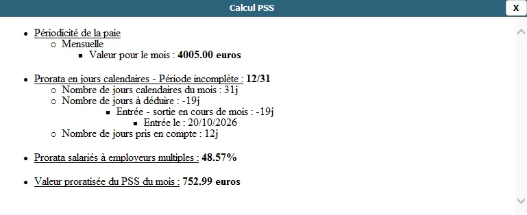 Calcul de la proratisation du PSS sur Silae