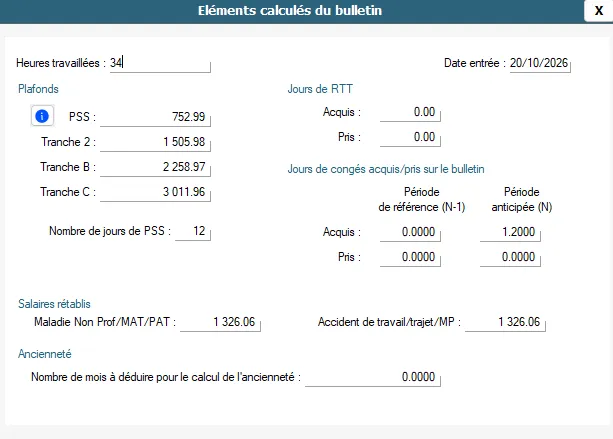 Eléments calculés lors de la proratisation du PSS sur Silae
