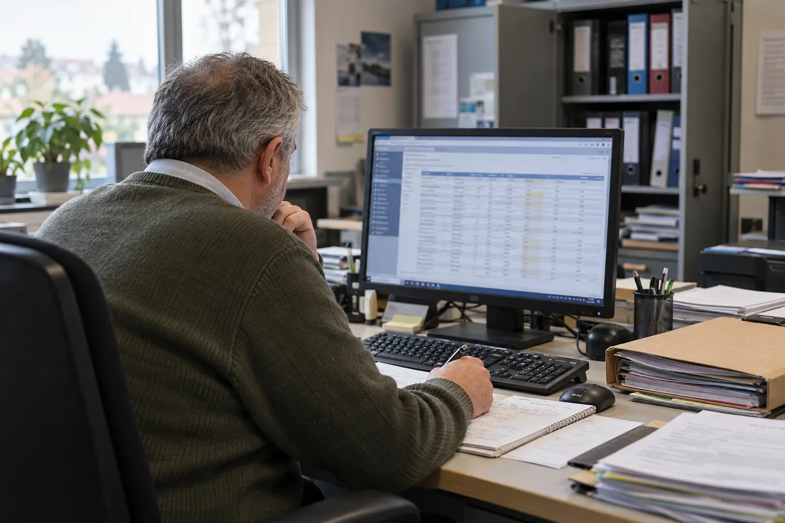 Gestionnaire de paie contrôlant les données d’établissements et les codes d’activité dans un logiciel de gestion sociale