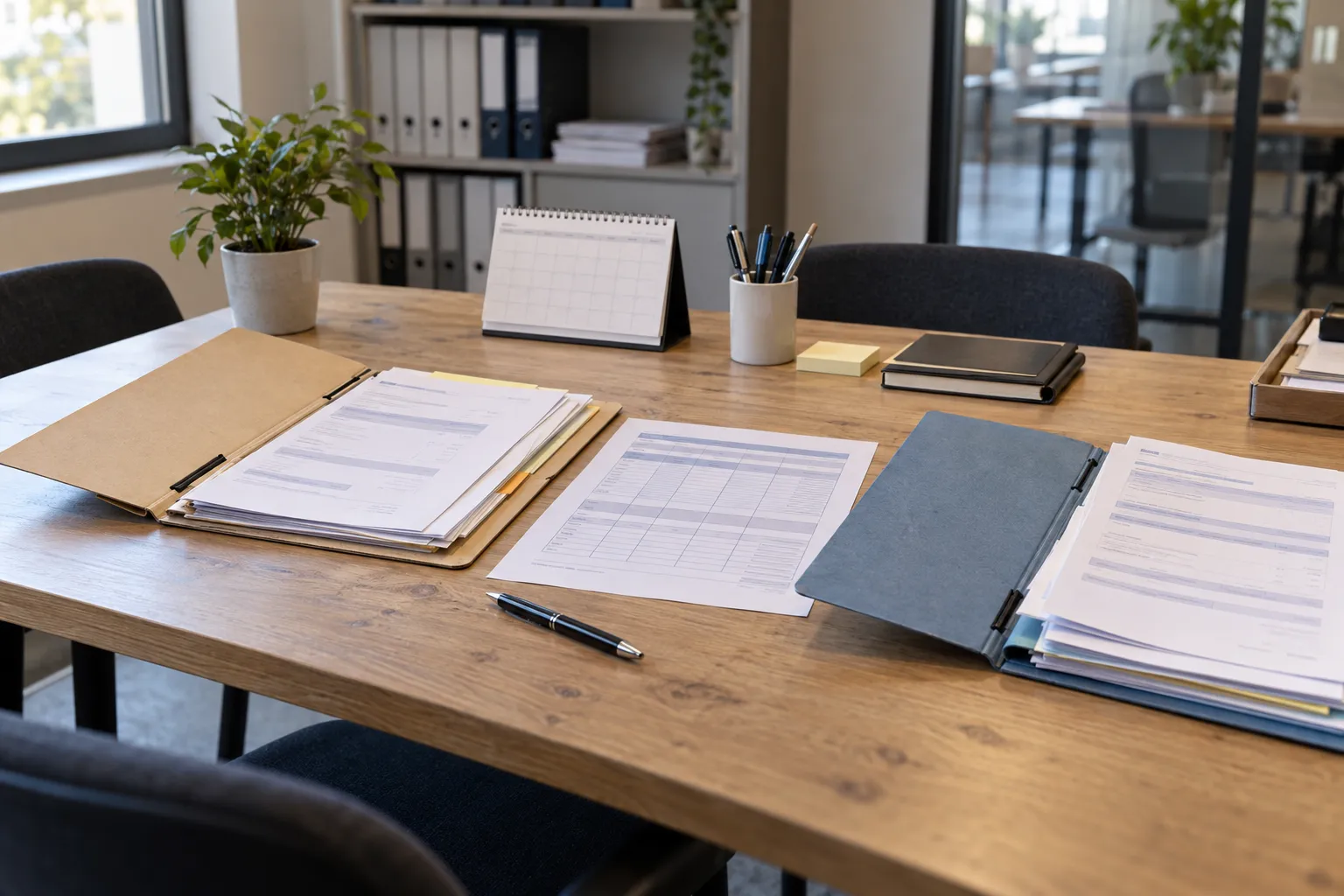 Deux dossiers de salariés distincts réunis sur un bureau administratif pour le contrôle d'un plafond de Sécurité sociale